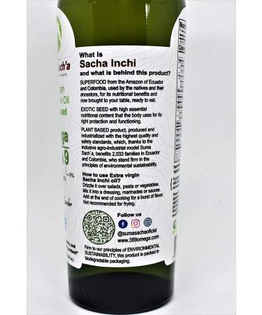 Suma Sach'a Extra-virgin Sacha Inchi Oil 8.45 fl oz - Cold-pressed Superfood Oil - Buy Online on SooperMarket.com