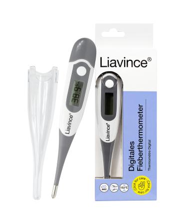 LiaVince digital fever thermometer with fever alarm waterproof oral rectal armpit exact and fast measurement for babies children and adults flexible lace