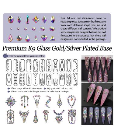 Warmfits AB Crystal Rhinestones Set - 1840pcs Nail Art Gems for DIY Crafts & Jewelry - Iridescent Clear Multi-Shape Rhinestones for Nails, Phones, Clothes & More - Buy Online on SooperMarket.com