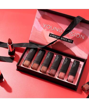 YOUNG VISION Lipsticks Set: Multi-finish Matte Nude Colors Bundle for Long-lasting & Moisturizing Lip Makeup - Pack of 6 - Perfect Gift for Women - Buy Online on SooperMarket.com