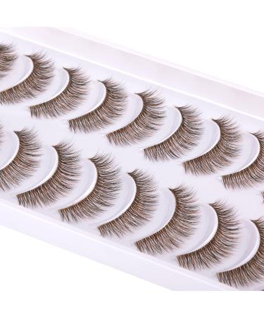 Geeneiya 13mm Short Brown Wispy Mink Lashes - 10 Pairs 3D Colored False Eyelashes for Natural Look - Buy Online on SooperMarket.com