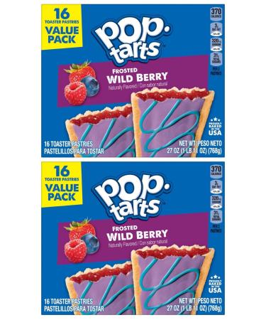 Kellogg's Pop-Tarts Breakfast Toaster Pastries, Wildlicious Frosted Wild Berry Flavored, Value Pack, 30.4 oz 16 Ct. (Pack Of 2) 16 Count (Pack of 2)