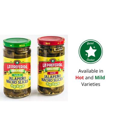 La Preferida Organic Jalapeno Nacho Slices - Mild 11.5 oz (Pack of 2) | Organic Mild Jalapeno Slices - 11.5 Ounce (2 Pack) - Buy Online on SooperMarket.com