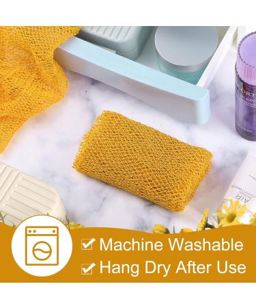 2 Piece African Net Bath Sponge Set - Exfoliating Long Body Scrubber & Back Washcloth (Yellow) - Perfect for Daily Use & Stocking Stuffers - Buy Online on SooperMarket.com