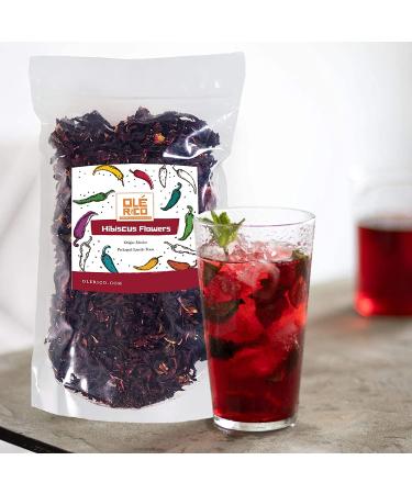 Ole Rico Dried Hibiscus Flowers 4 oz - Perfect for Hibiscus Tea - 100% Natural, Cut and Sifted - Resealable Bag - 4 Ounce Pack - Buy Online on SooperMarket.com