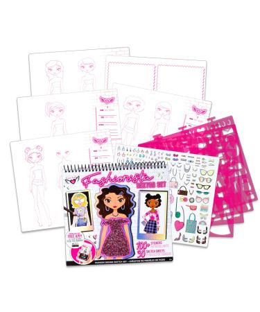 Fashion Angels Fashion Design Sketch Portfolio - Sketch Book for Beginners, Sketch Pad with Stencils and Stickers for Kids 6 and Up, Brown(Covers May Vary)