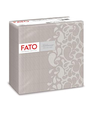 FATO - dry paper napkins airlaid textile effect pack with 50 napkins format 40x40 folded in 4 decoration drops dove gray pigeon gray drip design