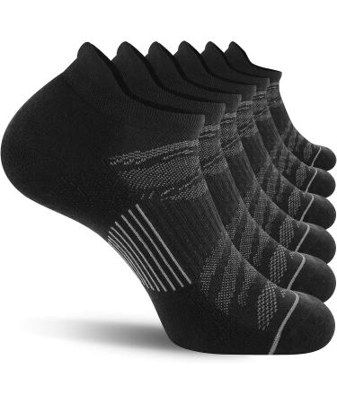 FITRELL Men's Ankle Running Socks 6-Pack - Low Cut Cushioned Athletic Sports Socks - Black+Gray - Size 9-12 - Buy Online on SooperMarket.com