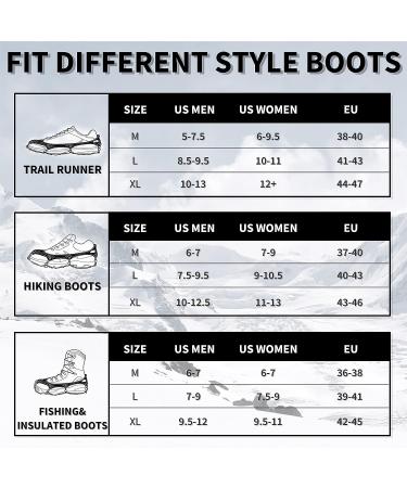 Miracol 23/24-Spikes Stainless Steel Ice Cleats for Men and Women - Anti-Slip Traction Grips for Snow Shoe, Ski, Fishing, Climbing - Black X-Large - Buy Online on SooperMarket.com