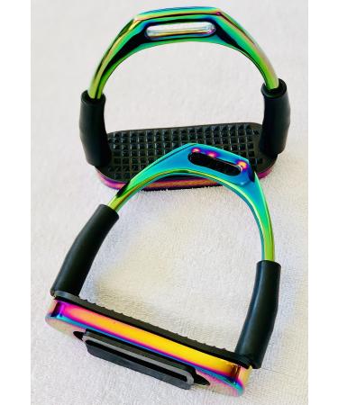 Rainbow Gloss Safety Flexi Stirrups Bending Horse Riding S/Steel Stirrup 4.75"