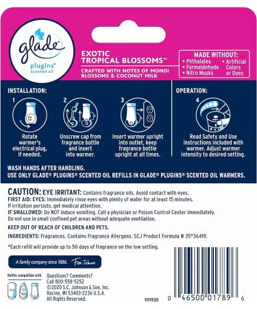 Glade PlugIns Refills Air Freshener - Exotic Tropical Blossoms Scent - 1.34 Fl Oz (2 Count) - Buy Online on SooperMarket.com