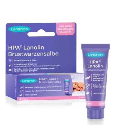 Lansinoh hpa lanolin nipple ointment 100% natural - calms and protects stressed nipples - dermatest "very good 10920 transparent 10 ml (1 Pack)