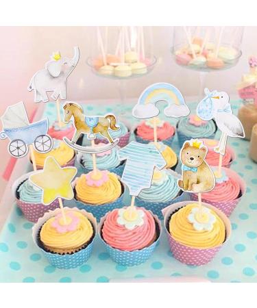 Rsstarxi 40 Pack Baby Shower Bear Cupcake Toppers Elephant Jumpsuit Stroller Rainbow Cupcake Picks Gender Reveal Cake Decorations for Baby Shower Kids Boys Birthday Party Decorations Design 2 Boy - Buy Online on SooperMarket.com
