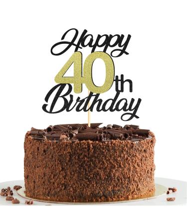 Sumerk 40 cake attachments for the 40th birthday cake attachments birthday party decoration accessories gold and black 1 pack of cake attachments for the 40th birthday