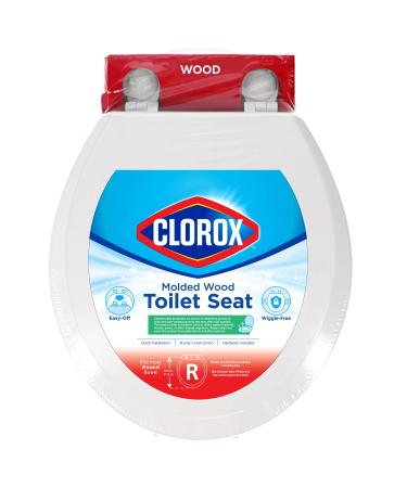 Clorox Antimicrobial Round Wood Toilet Seat with Easy-Off Hinges  Wiggle-Free Design