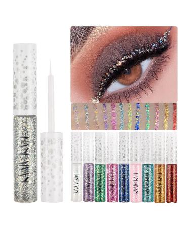 Glitter Eyeliner Liquid - Waterproof Eyeshadow Pen & Brush | Multi-Color #02 for Cosplay & Unique Looks - Buy Online on SooperMarket.com