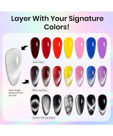 Beetles Cat Eye Gel Nail Polish 15ml Gel Polish Soak Off UV LED Nail Lamp 1 Color Silver Shimmer Velvet Gel Nail Polish Nail Art Manicure Salon DIY Gift for Girls-CL823-RE 15ml Silver Cat Eye Gel - Buy Online on SooperMarket.com