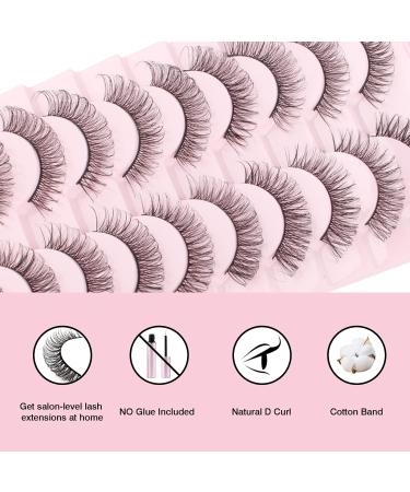 Parriparri Russian Hybrid Strip Lashes - 10 Pairs of Natural Wispy Fluffy D Curly Cat Eye False Eyelashes for Lightweight 3D Effect - Russian-27 - Buy Online on SooperMarket.com