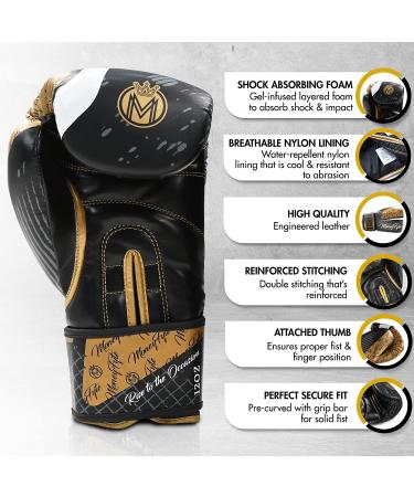 MoneyFyte Black/Gold Boxing Gloves 16 oz for Men & Women - Ideal for Boxing, Kickboxing, Muay Thai, MMA Training & Sparring - Buy Online on SooperMarket.com