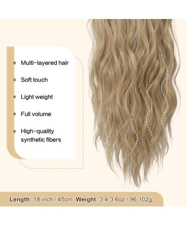 FESHFEN Blonde & Ash Blonde Mixed Curly Wavy Drawstring Ponytail Extension 18 inch - Synthetic Hairpiece for Women - Buy Online on SooperMarket.com