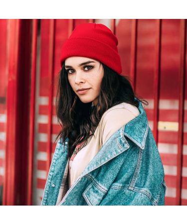 DonDon Beanie Hat - Classic Red Winter Hat for Men & Women | One Size Fits All - Buy Online on SooperMarket.com