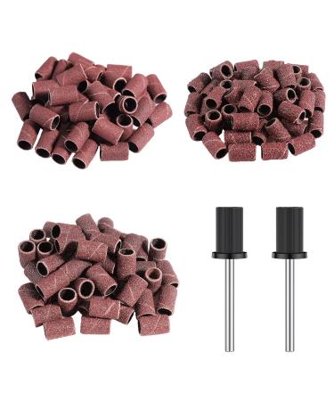 Alle's 150Pcs Sanding Bands for Nail Drill Efile Sanding Bits for Manicures & Pedicures 80 Coarse/120 Medium/180 Fine Grit Nail Sanding Bands with 3/32" Nail Drill Bits Christmas Gift