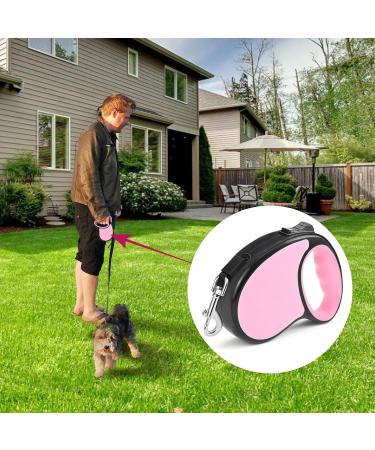 Retractable Dog Lead 5M Long Extendable with Non-Slip Handle & Adjustable Dog Lead One-Hand Brake Pause Lock 360 Universal Anti-winding with Bonus Training Clicker for Small Medium Dogs (Pink) - Buy Online on SooperMarket.com