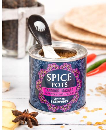 Spice Pots Tandoori Masala Powder - 100% Natural, Gluten-Free & Vegan - Medium Heat Dry Spice Blend - 40g Pot (8 Servings) - Buy Online on SooperMarket.com