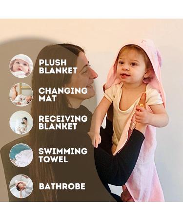 Mother's Choice 100% Cotton Baby Towel with Hood - Ultra Soft and Absorbent (75x75cm) - Bunny Hooded Baby Towel in Pink Rabbit Design - Buy Online on SooperMarket.com