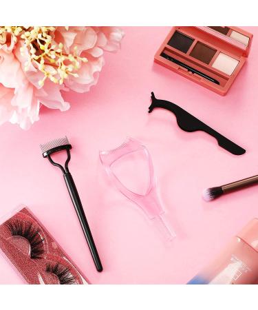 7-Piece Eyelash Mascara Tool Set for Women - Applicator, Lash Guard, Comb Separator, Curler, Tweezers - Black Pink - Buy Online on SooperMarket.com