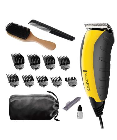 Remington HC5855 Virtually Indestructible Haircut Kit & Beard Trimmer, Hair Clippers for Men (15 pieces) , Yellow