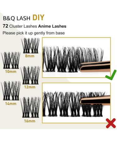 72 B&Q D Curl Cluster Lashes | Natural DIY Soft Eyelash Extensions - 12mm D-12 UK-FD-B48 - Buy Online on SooperMarket.com