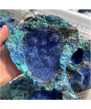 Natural Azurite Raw Gemstone Needle Cluster Malachite Geode Crystal Specimen Reiki Stone Collectible 1pc Stone Collection 400-500g - Buy Online on SooperMarket.com
