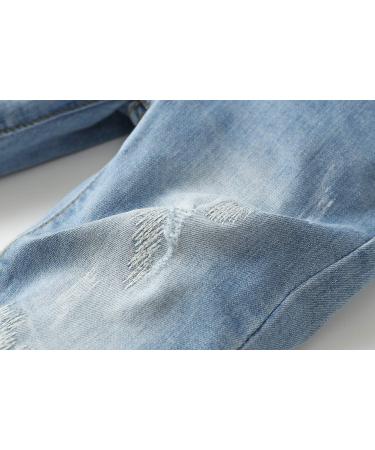 Kidscool Space Slim Jeans for Baby Boys & Girls | Elastic Waist | Ripped Denim | 7-8 Years | Light Blue - Buy Online on SooperMarket.com