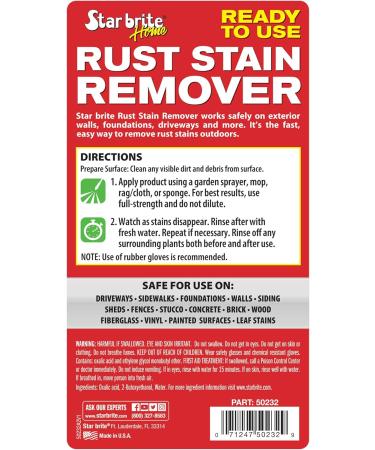 STAR BRITE Rust Stain Remover 32 OZ | Quick & Effective Stain Removal for Driveways Walls Sidewalks & More - International Shipping Available - Buy Online on SooperMarket.com