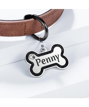 Yhananti Personalized Dog Tag - Engraved Glitter Bones Pendant for Small to Medium Dogs - Stainless Steel Custom Name & Contact Info (Green) - Buy Online on SooperMarket.com