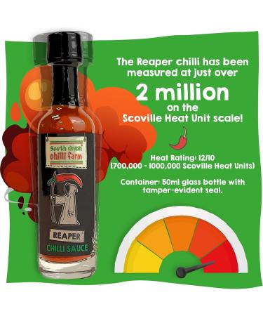 South Devon Chilli Farm Reaper Chilli Sauce | Carolina Reaper Heat Level 12/10 | 50ml Pocket Size Bottle - Buy Online on SooperMarket.com