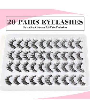 MAANGE 3D Faux Mink Eyelashes Set - 20 Pairs Reusable, Handmade, Natural & Dramatic Styles - Buy Online on SooperMarket.com