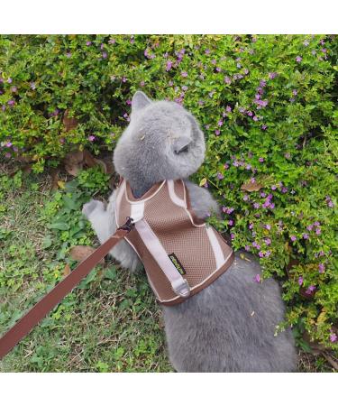 Escape-Proof Cat Harness & Leash Set - Adjustable Reflective Breathable Design for Large Cats (L Brown) - 150cm Cat Leash - Buy Online on SooperMarket.com