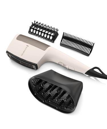 REMINGTON Shea Soft Hair Dryer for Smooth and Silky Hair for Women Diffuser Attachment & Hot Comb 6 Speed/Heat Control Settings Ivory