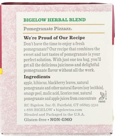 Bigelow Pomegranate Pizzazz Herb Tea - 20 Bags | Refreshing & Fruity Blend - Buy Online on SooperMarket.com