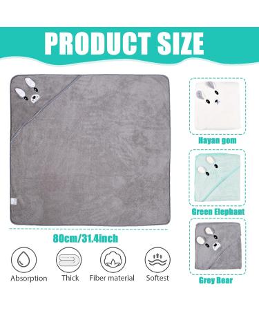 Funmo 3pcs Hooded Baby Towels | Soft Super Absorbent Bath Towels with Cute Patterns | Ideal for Newborns to 5 Years 80x80 cm - Buy Online on SooperMarket.com