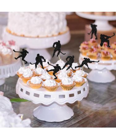 Gyufise 24Pcs Hockey Cupcake Toppers Black Glitter Hockey Players Cupcake Picks Ice Hockey Sports Theme Baby Shower Boys Girls Birthday Party Cake Decorations Supplies Black-1 - Buy Online on SooperMarket.com