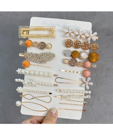 Meihayi 20 PCS Pearl Hair Clips Set - Fashion Acrylic Resin Barrettes for Women - Stylish Hairpins for Party & Wedding Styling - Buy Online on SooperMarket.com