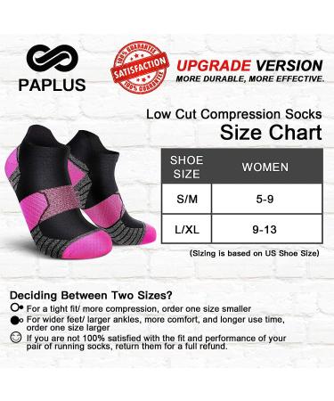 PAPLUS Compression Running Socks Women (6 Pairs) - Arch Support Ankle Athletic Socks (Mix of Colors) - Small-Medium - Buy Online on SooperMarket.com