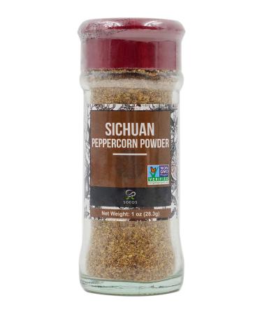Soeos Sichuan Peppercorn Powder 1oz (28.3g), Non-GMO Verified, Szechuan Peppercorn Powder, Ground Sichuan Green Peppercorns, Green Sichuan Peppercorn Powder, Mapo Tofu Essential Ingredient. Sichuan Peppercorn Powders 1 Oun