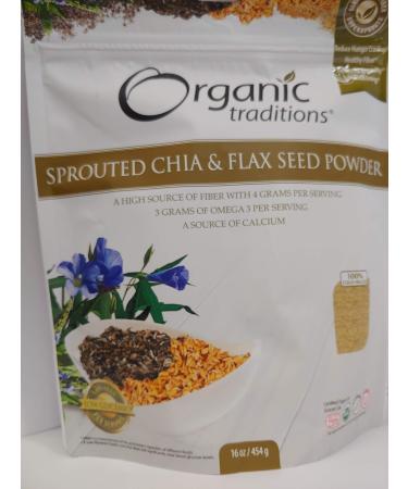 Organic Traditions Sprouted Chia & Flax Seed Powder 16 oz (454 g)