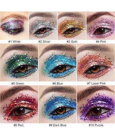 Mermaid Sequins Glitter Gel Set for Body, Hair, Face, Nails - Long Lasting & Waterproof - 10 Colors Available - 2PCS (8 RED) - Buy Online on SooperMarket.com