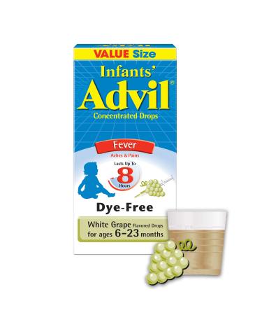 Advil Infants' Fever Reducer/Pain Reliever Dye-Free, 50mg Ibuprofen Concentrated Drops (White Grape Flavor, 1 fl. oz. Bottle)
