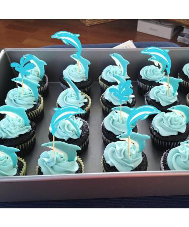 Arthsdite 24Pcs Dolphin Cupcake Toppers Under the Sea Theme Cupcake Picks Ocean Animal Baby Shower Kids Birthday Party Cake Decorations Supplies - Blue Glitter - Buy Online on SooperMarket.com